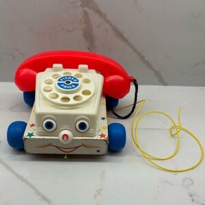 Vintage Fisher-Price Chatter Telephone Classic Toy 1961 Red, White and Blue